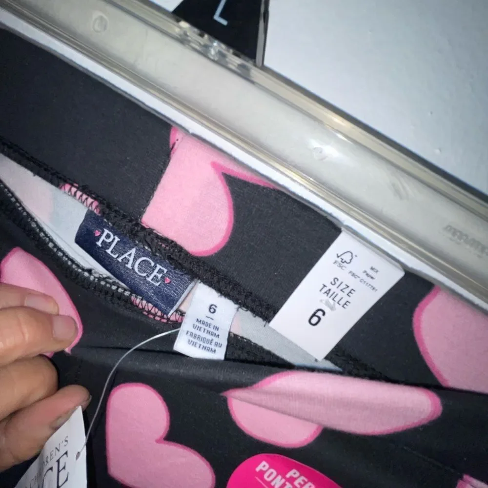 The Children's Place Pink and Black Heart Leggings